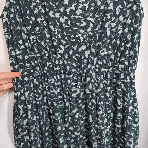 RYLLACE Jersey Knit Green Dress 1X Pockets Stretch Waist Ruched Shoulder SOFT - Picture 6 of 11